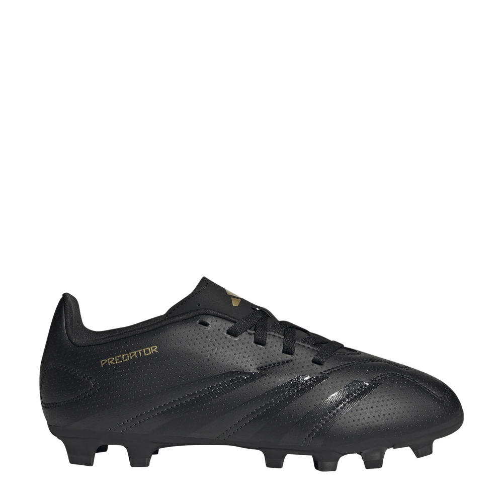 Zwart, antraciet, goud en metallickleurige jongens en meisjes adidas Performance Predator Club junior voetbalschoenen van imitatieleer/voering: mesh/voetbed: eva met veters