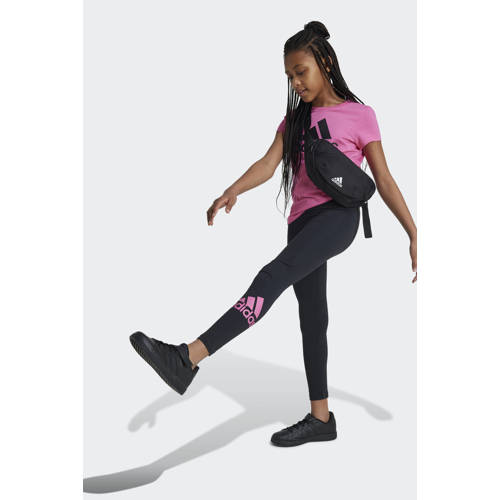 Adidas Sportswear legging zwart roze Broek Meisjes Katoen Logo 152