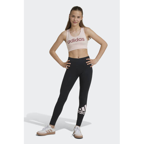 Adidas Sportswear legging zwart lichtroze Broek Meisjes Katoen Logo 170