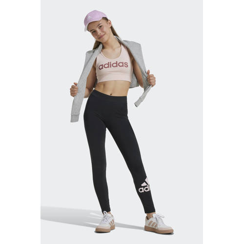 Adidas Sportswear legging zwart lichtroze Broek Meisjes Katoen Logo 170