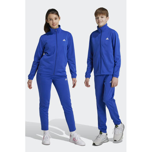 Adidas Sportswear Junior trainingspak kobalt Blauw Jongens Meisjes Polyester Opstaande kraag 152