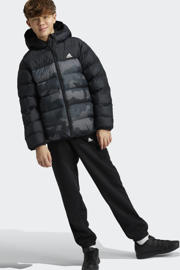 thumbnail: Zwarte jongens en meisjes adidas Sportswear jack van polyester met camouflageprint, lange mouwen, capuchon en ritssluiting