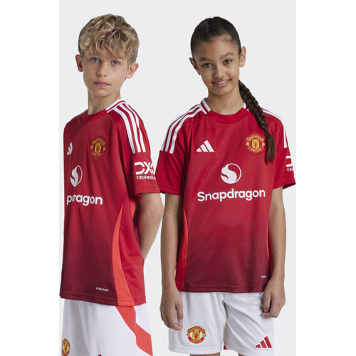 Adidas Performance Junior Manchester United voetbalshirt Sport t-shirt Rood Jongens Meisjes Polyester Ronde hals 140