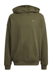 thumbnail: Olijfgroene jongens en meisjes adidas Originals oversized hoodie van sweat materiaal met effen, lange mouwen en capuchon