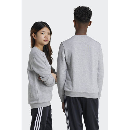 Adidas Originals sweater grijs melange Trui Jongens Meisjes Katoen Ronde hals 164