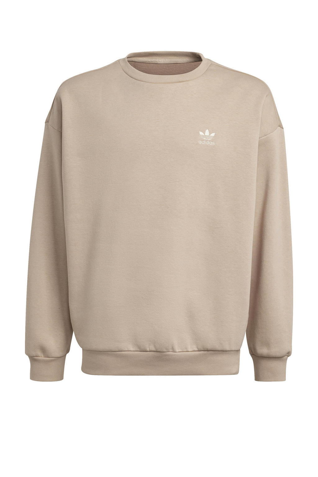 Beige meisjes adidas Originals Boyfriend sweater van katoen met effen, lange mouwen en ronde hals