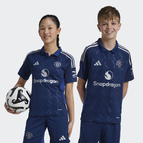 Adidas Performance junior Manchester United voetbalshirt Sport t-shirt Blauw Jongens Meisjes Polyester Polokraag 128