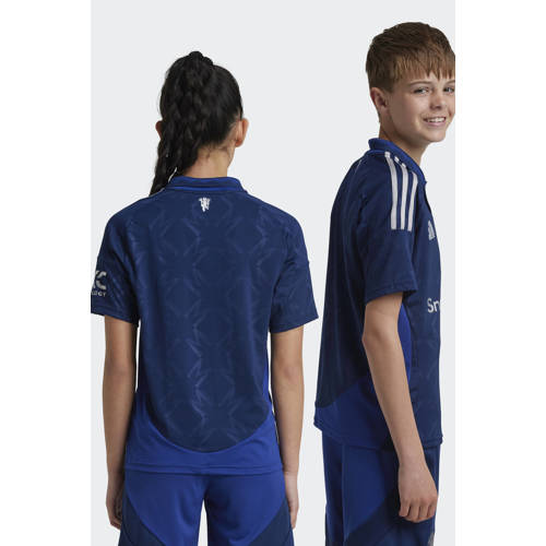 Adidas Performance junior Manchester United voetbalshirt Sport t-shirt Blauw Jongens Meisjes Polyester Polokraag 128