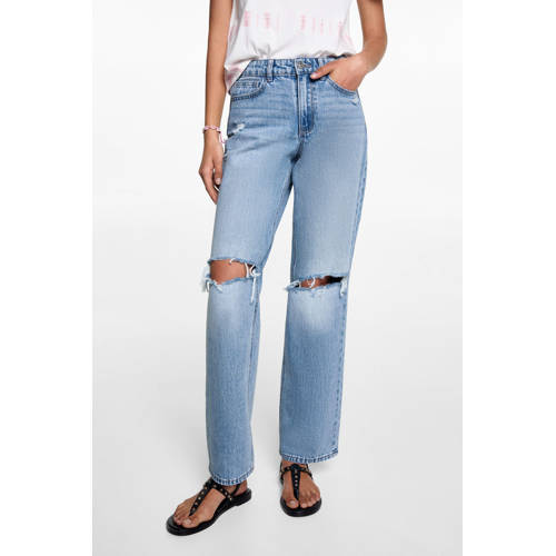 MANGO TEENS straight fit jeans changeant blauw Meisjes Denim Effen 164(S)
