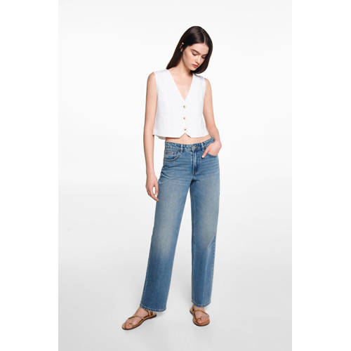 MANGO TEENS straight fit jeans changeant blauw Meisjes Denim Effen 164(S)
