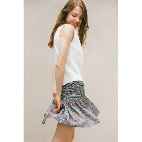 MANGO TEENS a-lijn rok lichtblauw Meisjes Viscose Bloemen 168(M)