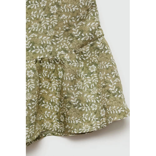 MANGO TEENS jurk groen Meisjes Viscose V-hals All over print 23