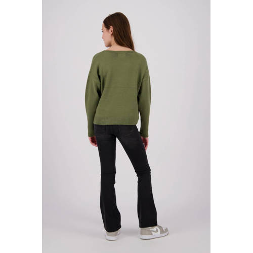 Raizzed flared jeans Melbourne Patched on Pockets dark grey stone Grijs Meisjes Stretchdenim 164