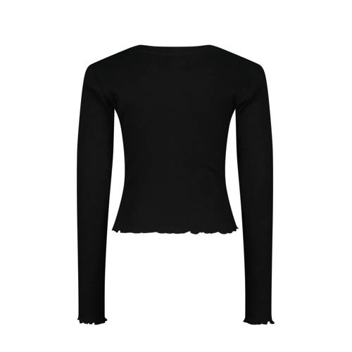 Raizzed longsleeve Rosie zwart Meisjes Stretchkatoen Ronde hals Effen 164