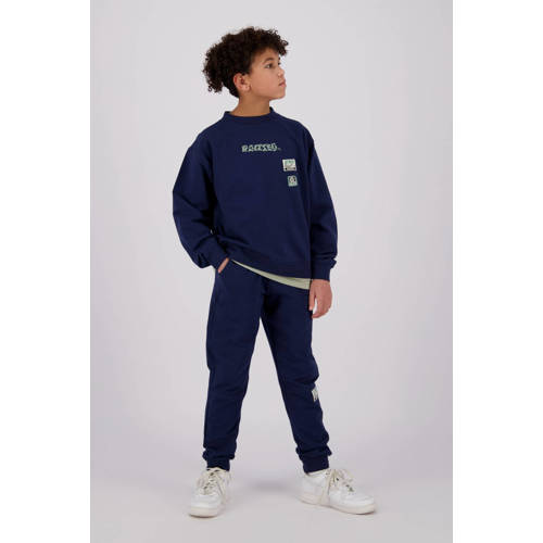 Raizzed tapered fit joggingbroek Tezu met logo donkerblauw Jongens Sweat 128