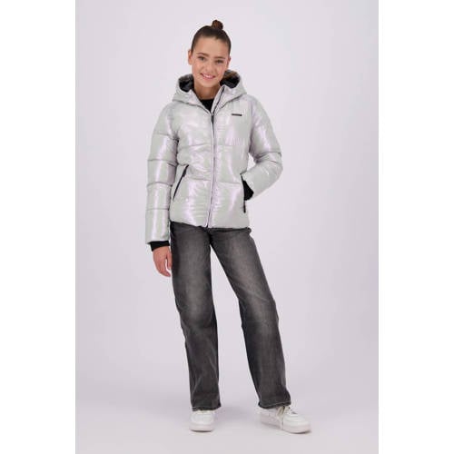 Raizzed gewatteerde winterjas Marly zilver metallic Meisjes Polyester Capuchon 164