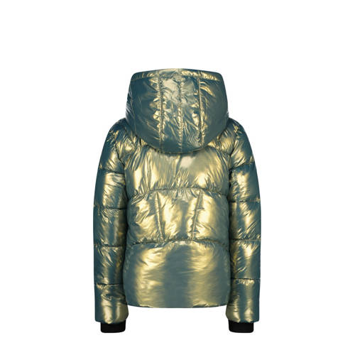 Raizzed gewatteerde winterjas Marly groen metallic Meisjes Polyester Capuchon 140