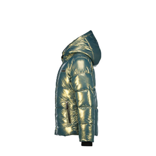 Raizzed gewatteerde winterjas Marly groen metallic Meisjes Polyester Capuchon 140