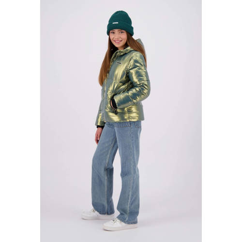 Raizzed gewatteerde winterjas Marly groen metallic Meisjes Polyester Capuchon 140