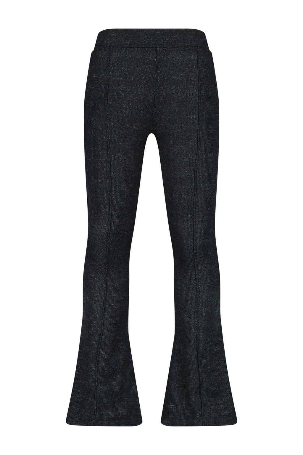 Zwarte meisjes Raizzed flared broek Lara van polyester met elastische tailleband en effen