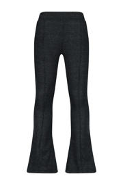 thumbnail: Zwarte meisjes Raizzed flared broek Lara van polyester met elastische tailleband en effen