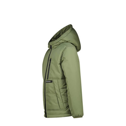 Raizzed gewatteerde winterjas Troy olijfgroen Jongens Polyester Capuchon 176