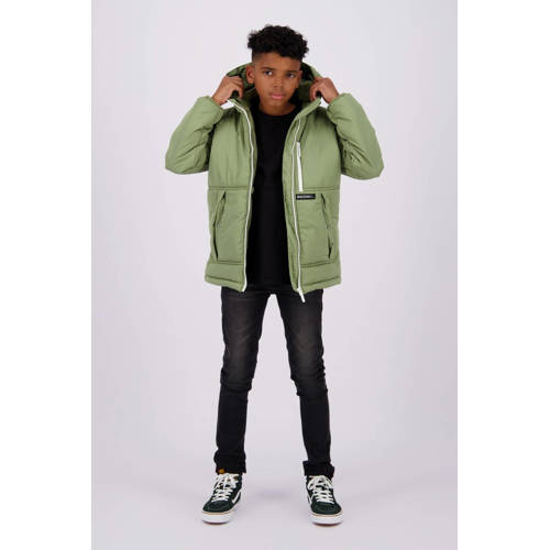 Raizzed gewatteerde winterjas Troy olijfgroen Jongens Polyester Capuchon 176