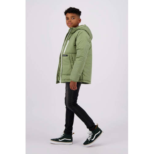 Raizzed gewatteerde winterjas Troy olijfgroen Jongens Polyester Capuchon 176