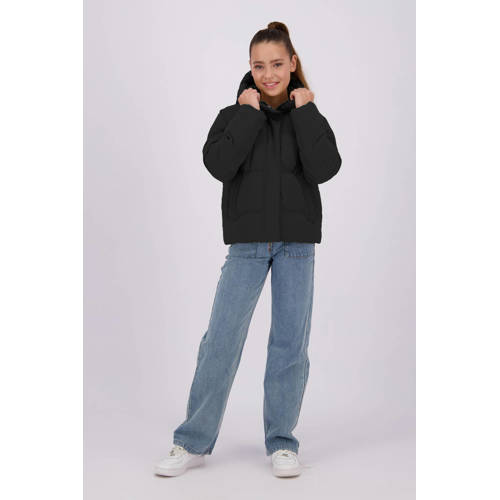 Raizzed gewatteerde winterjas Lucy zwart Meisjes Polyester Capuchon Effen 152