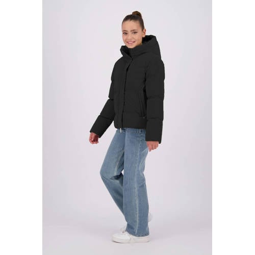 Raizzed gewatteerde winterjas Lucy zwart Meisjes Polyester Capuchon Effen 152