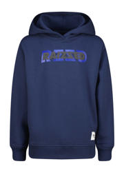 thumbnail: Donkerblauwe jongens Raizzed hoodie Neor van sweat materiaal met logo dessin, lange mouwen, capuchon en geribde boorden
