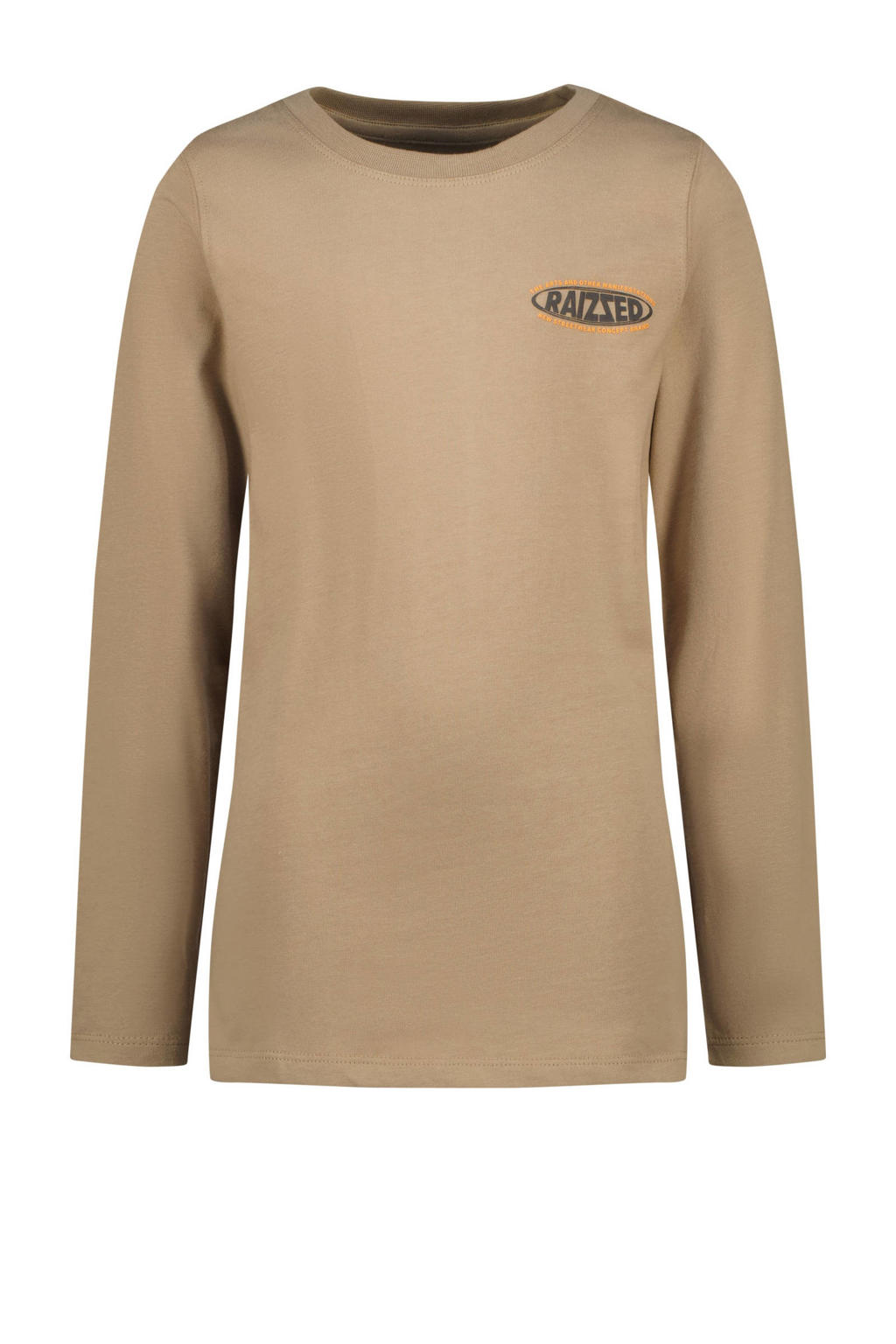 Bruine jongens Raizzed longsleeve Join van katoen met backprint, lange mouwen en ronde hals