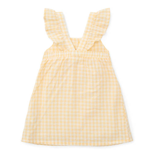 Little Dutch geruite jurk met open rug geel wit Meisjes Katoen Vierkante hals 104