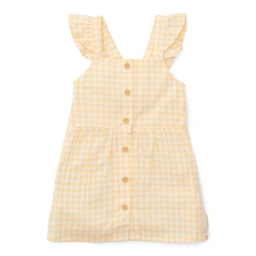 Little Dutch geruite jurk met open rug geel/wit Meisjes Katoen Vierkante hals - 104