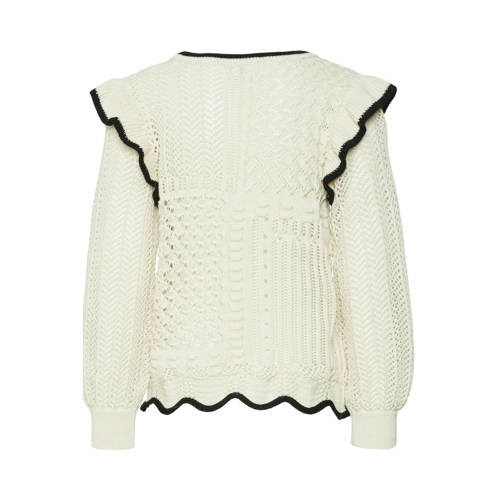 VERO MODA GIRL gebreide trui ecru Meisjes Katoen Ronde hals Meerkleurig 134 140