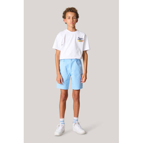 Shoeby regular fit cargo short lichtblauw Korte broek Jongens Katoen Effen 122 128