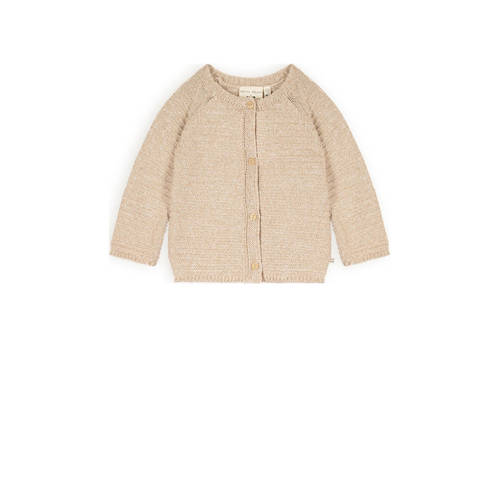 Petite Maison vest beige grof gebreid Meisjes Katoen Button down Effen
