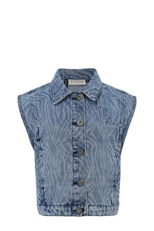 gilet met all over print medium blue denim