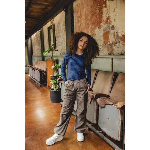 LOOXS 10sixteen low waist loose fit broek bruin Meisjes Katoen Effen 128