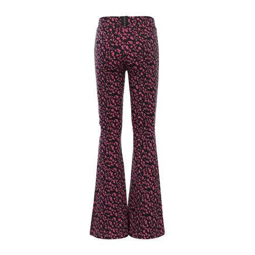 LOOXS 10sixteen flared broek met all over print roze zwart Meisjes Stretchkatoen 152