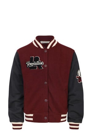 baseball vest met borduursel wijnrood/donkerblauw