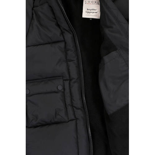 LOOXS little jas Zwart Meisjes Polyester Capuchon Effen 104
