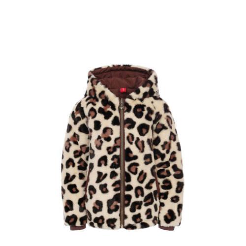 LOOXS little tussenjas met panterprint bruin Meisjes Polyester Capuchon 128