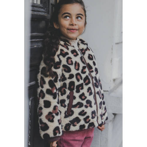 LOOXS little tussenjas met panterprint bruin Meisjes Polyester Capuchon 128