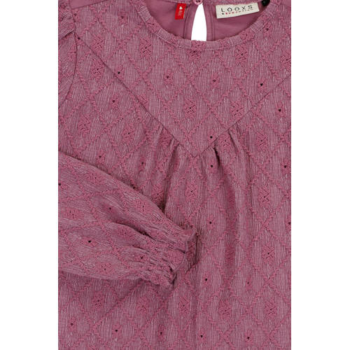 LOOXS little kanten top met all over print paars All over print 116