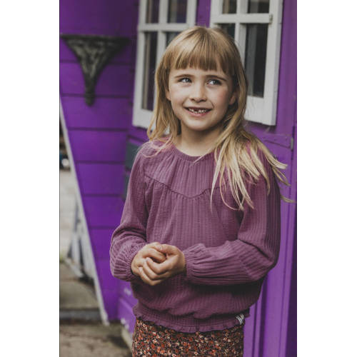 LOOXS little kanten top met all over print paars All over print 116
