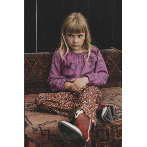 LOOXS little kanten top met all over print paars All over print 116