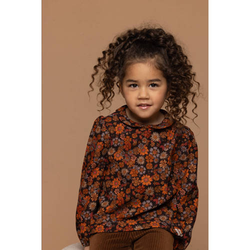 LOOXS little gebloemde corduroy blouse oranje Bloemen 128
