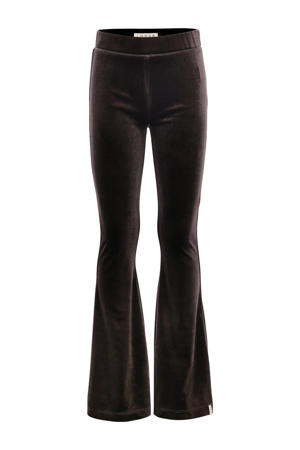 fluwelen flared broek bruin