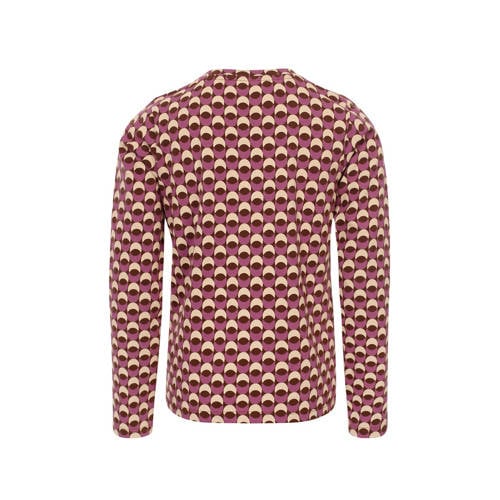 LOOXS little longsleeve met all over print paars bruin ecru Multi Meisjes Stretchkatoen Ronde hals 116